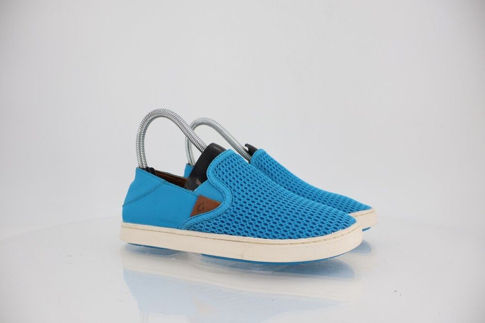 OluKai Women's Pehuea Loafer Size 5 Slip On Shoe Blue Mesh Convertible Slide